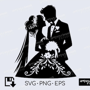 Hochzeit SVG, Braut und Bräutigam SVG PNG für Cricut, Mr and Mrs Hochzeit Silhouetten - Braut Svpng für Handwerk - digitaler Download