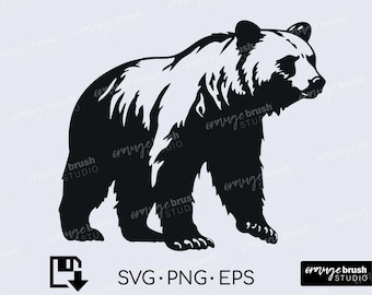 Bear SVG, Bear Silhouette Cut File Perfect for Cricut, Camping SVG Png Dxf Files | Commercial Use |  Digital Download