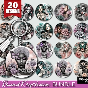 Daily Affirmations Keychain - Keychain Sublimation Bundle. Motivational Quotes Keyring Sublimation - 20 Round Key Chains - Digital Download