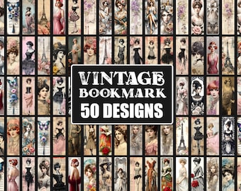 Ensemble de marque-page PNG vintage, marque-pages pour journal indésirable, scrapbooking imprimable marque-page sublimation, marque-page rétro - téléchargement numérique