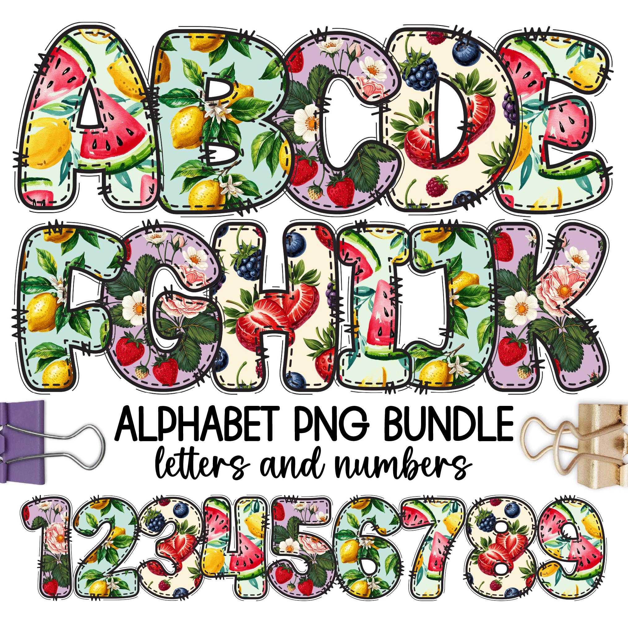 Fruit Letters Clipart, Summer Alphabet PNG Bundle, Letters and Numbers ...