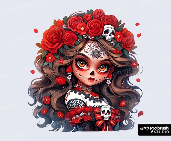 La Catrina Girl, Halloween Sublimation, Day of the Dead PNG File for T-Shirts, Stickers, Crafts - Digital Download