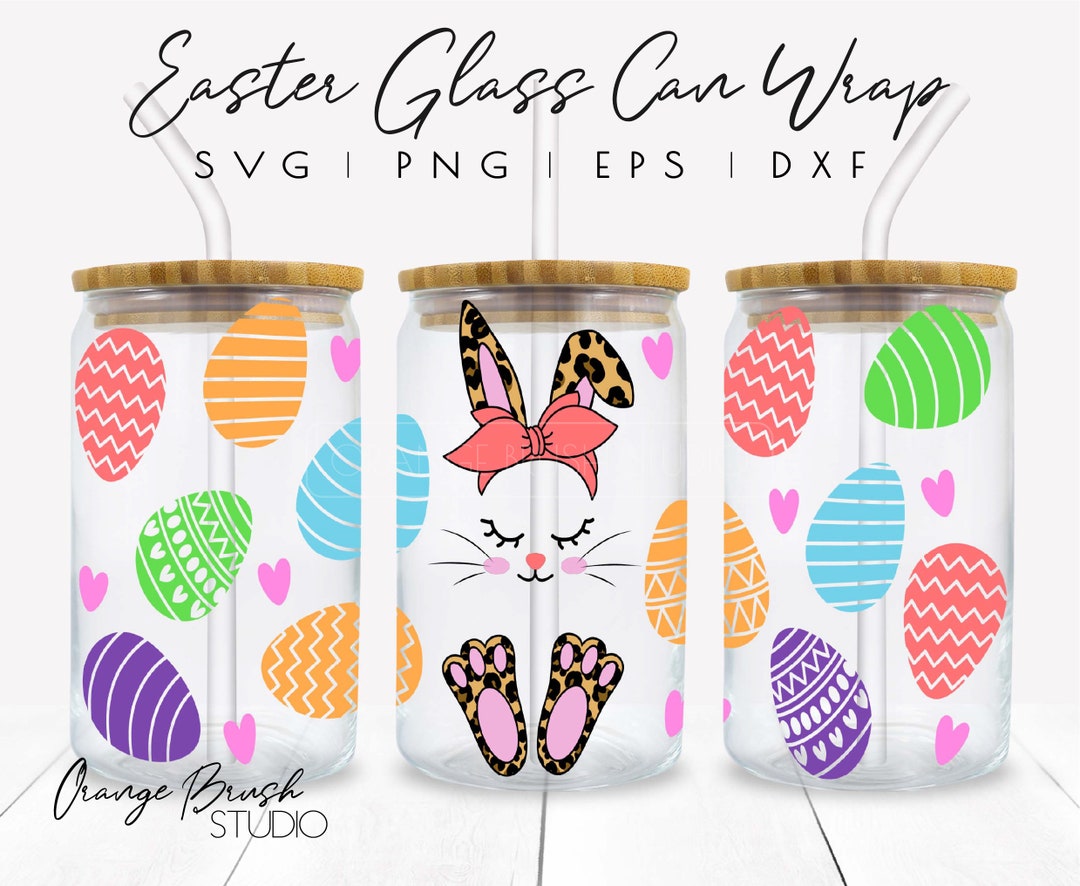 Easter Bunny Svg 16 Oz Glass Can Wrap Libbey Wrap Svg. Spring Beer Can ...