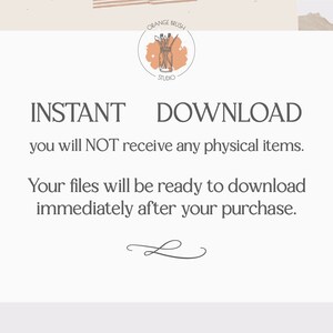 May include: A white card with the text "INSTANT DOWNLOAD" in black. The text below reads "you will NOT receive any physical items. Your files will be ready to download immediately after your purchase."