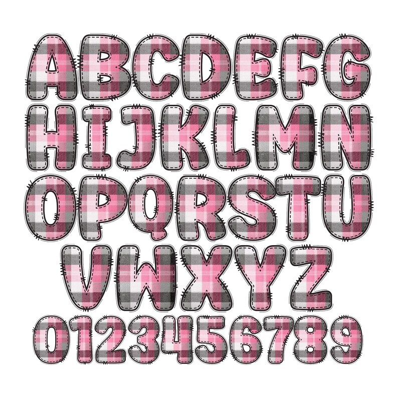 Tarten Lettering Classic Tartan Alphabet Clipart, Gingham Letters PNG Bundle, Plaid ...