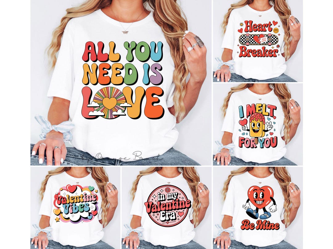 Retro Valentine PNG Bundle – Groovy Valentine's Day Sublimation Designs ...