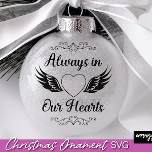 Adorno conmemorativo navideño SVG, agregue su imagen, alas de ángel SVG, en memoria amorosa, adorno de recuerdo - Descarga digital