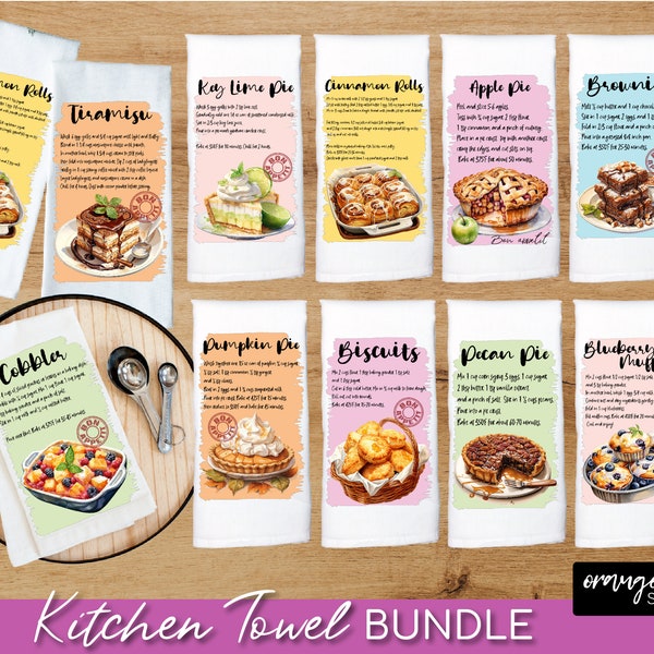 Baking Recipe Kitchen Towel Sublimation - Tea Towel PNG Designs. Dish Towel, Tea Towel PNG Designs for Kitchen Crafts - Digital Download