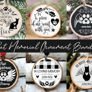 Christmas Cat Memorial Round Ornament Bundle 6 SVG, Pet Loss SVG PNG, Remembrance Ornament Bundle, In Loving Memory - Descarga digital