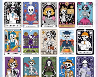 Skeleton Tarot Card PNG Bundle 20 Funny Designs, Sarcastic Halloween Sublimation Bundle, Adult Humor Trendy Shirt Design - Digital Download