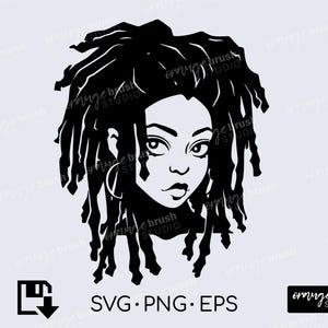 Mulher afro-americana com cadeados Arquivo SVG para Cricut | Garota negra SVG | Dreadlocks Melanina SVG Png Dxf - Download digital