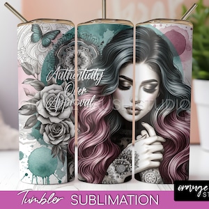 Positive Affirmations 20 Oz Tumbler Wrap PNG, Motivational Tumbler Sublimation Design. Self Love Inspiration PNG Design - Digital Download