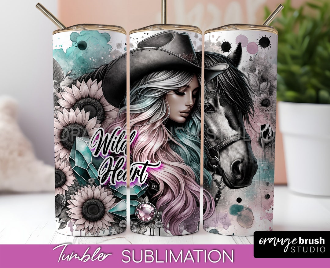 Cowgirl Tumbler Wrap, Western Sunflower Tumbler Sublimation Design PNG ...