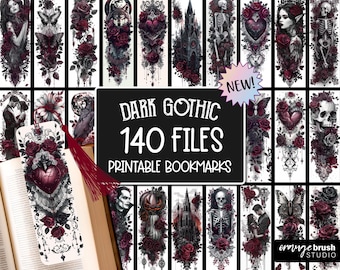 Dark Gothic Bookmark PNG, Junk Journal Bookmarks, Dark Academia Printable Bookmark Halloween Sublimation Designs for Craft, Digital Download