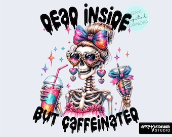 Skelettkaffe PNG - Rolig sarkastisk trendig dödskallemamma, sarkastisk skelettsublimering - Sarkastiskt citat, skelettclipart - Digital nedladdning