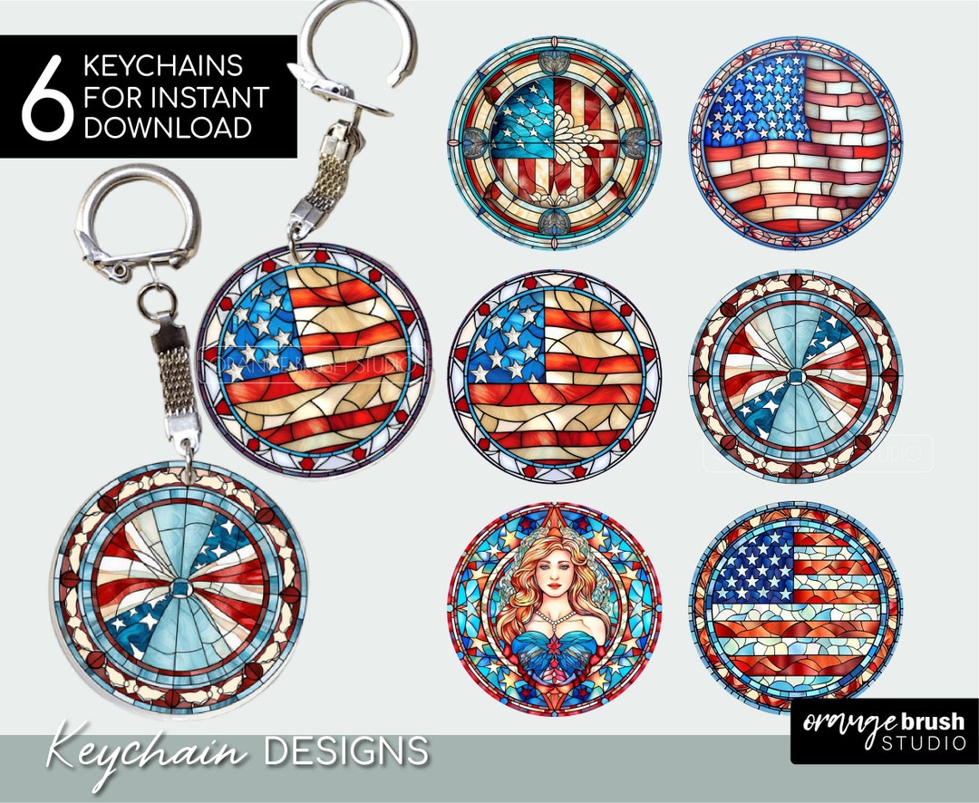 4th of July Stained Glass Keychain Sublimation Designs. Etsy