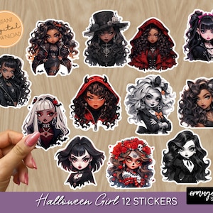 Halloween Girl Printable Stickers Bundle. Gothic Fashion Girl Halloween Stickers for  Planners, Goodnotes and More- Digital Download