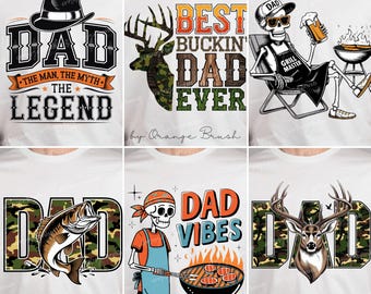 Dad PNG Bundle, Father's Day Sublimation Men Shirt Designs Best Dad Ever Skeleton, Cool Dad 6 PNG Files - Digital Download
