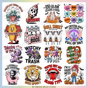 Sarcastic Halloween PNG Bundle, 22 Funny Adult Humor Shirt Designs, Sassy Halloween Quotes, Sarcastic Sublimation Bundle - Digital Download