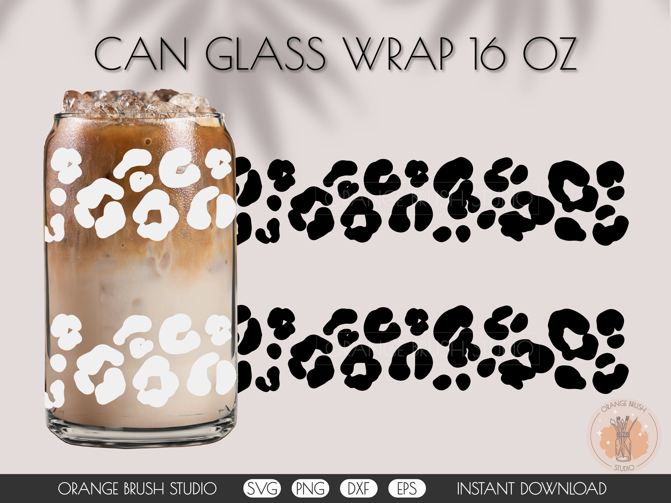 Digital Download - LV Leopard 16oz Glass Can Tumbler Wrap