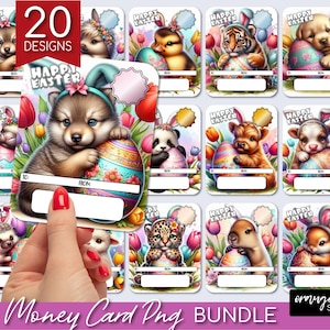 Ostern Tiere Geld Karte Bundle, Lippenbalsam Halter Druckbare Oster Geldkarten PNG Drucken, dann schneiden Sie Geld Halter Vorlagen - sofort Download