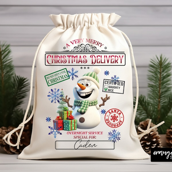 Santa Sack Sublimation Design, Christmas Gift Bag with Snowman. Santa Claus Bag PNG File. Christmas Sack 20 X 27 in size - Instant Download