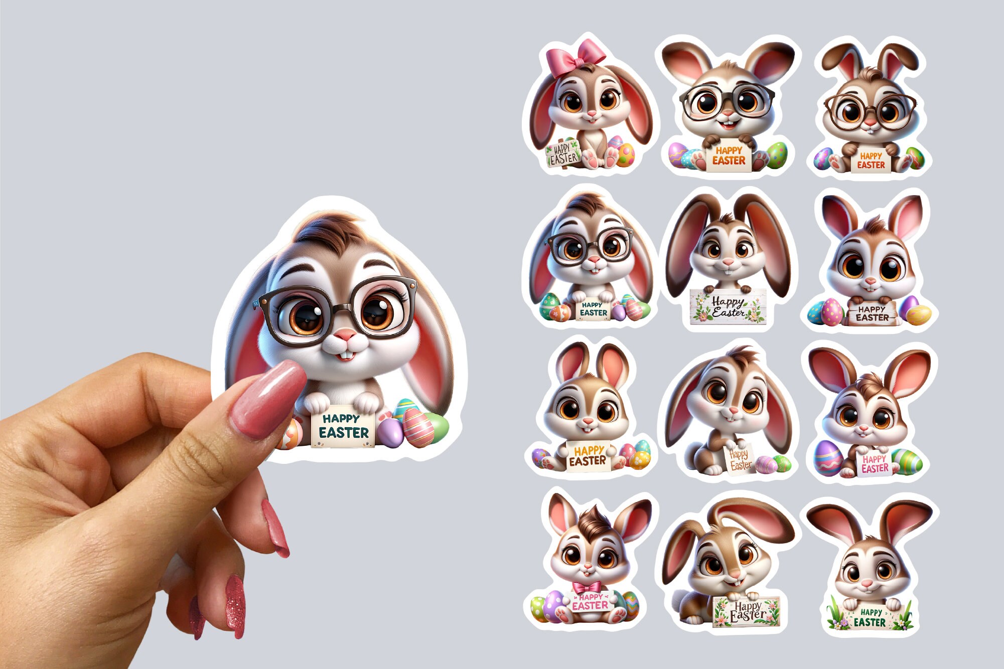 Easter Bunny Stickers - Cute Animals Printable Easter Sticker Pack ...