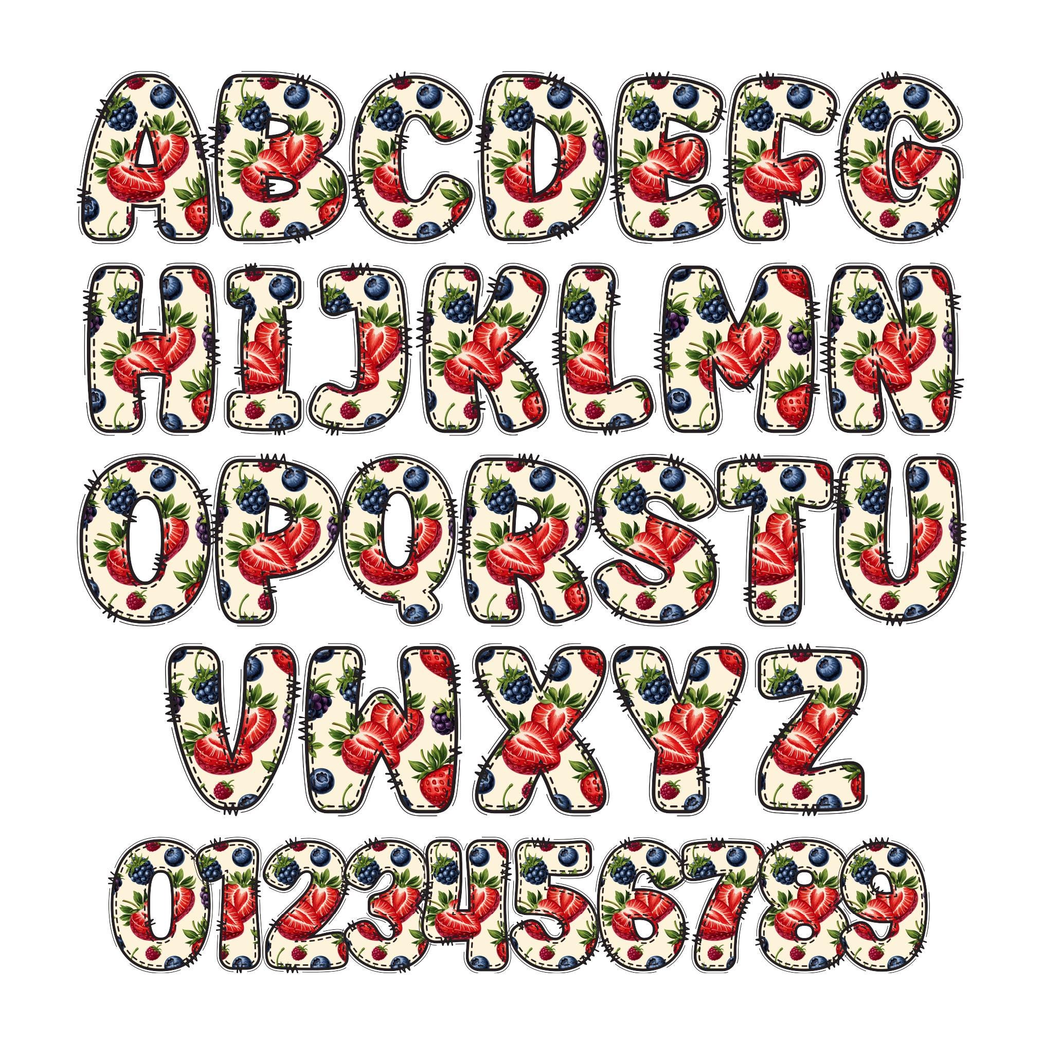 Fruit Letters Clipart, Summer Alphabet PNG Bundle, Letters and Numbers ...