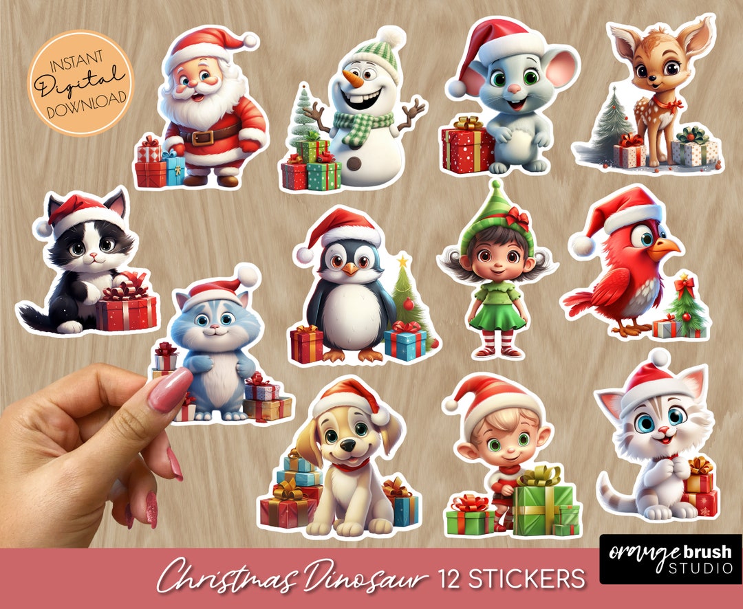 Cute Christmas Stickers Bundle, Printable PNG Stickers. Print and Cut ...