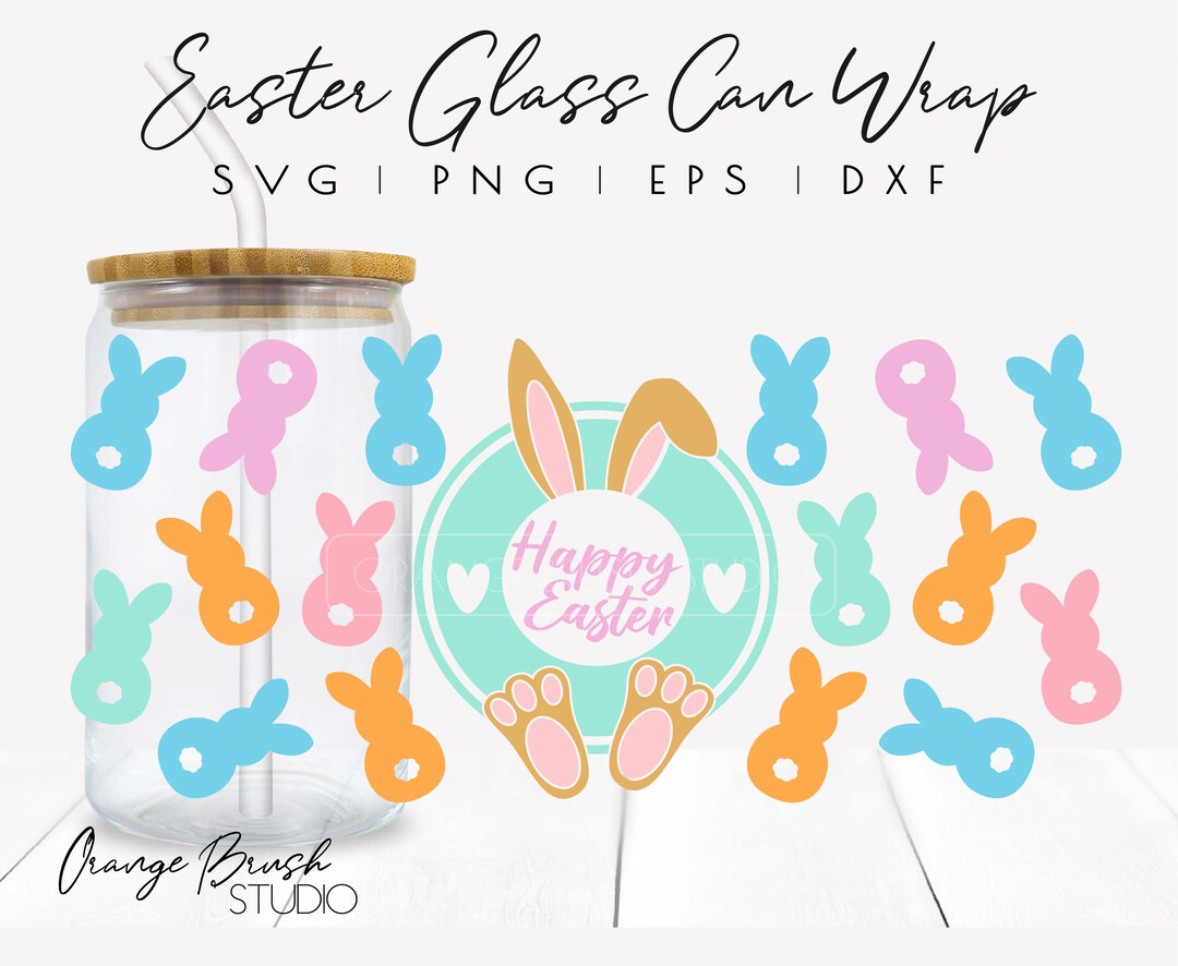 Bunny Ears and Feet Easter Libbey Glass Wrap SVG PNG. Spring Beer Can ...