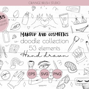 Trucco e cosmetici Clipart Svg Bundle. Beauty Svg per Cricut Silhouette, Moda Svg Mascara Rossetto MakeUp Artist Donna Digital Download