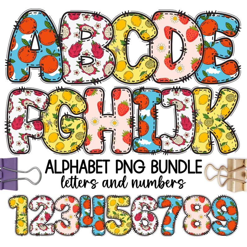 Summer Fruit Letters Clipart, Berry Alphabet PNG Bundle, Letters and ...