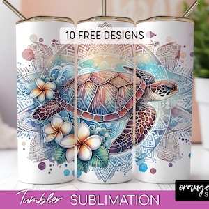 Sea Turtle Tumbler Wrap, 20oz Skinny Tumbler PNG Sublimation Design, Beach Tropical Coffee Tumbler Wrap for Summer Crafts - Digital Download
