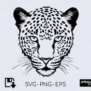 Luipaard-svg | Luipaardkop gesneden bestand | Cheetah Svg voor shirt Design, Wildlife SVG Png Dxf Eps, Leopard Cricut-bestand | Digitale download