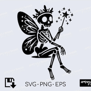 Funny Skeleton SVG, Skeleton SVG, Perfect for Cricut, Fairy Skeleton Halloween PNG file Commercial Use - Digital Download
