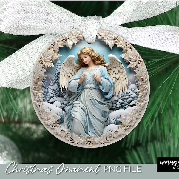 Angel Christmas Ornament Design, 3D Sublimation File. 3D Round Ornament, Christmas Sublimation, Christmas Angel PNG - Instant Download