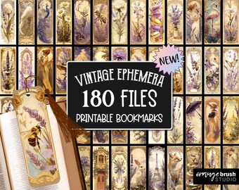 Marque-page éphémère vintage PNG, marque-pages pour journal indésirable, scrapbooking imprimable marque-page sublimation conceptions pour l'artisanat - téléchargement numérique