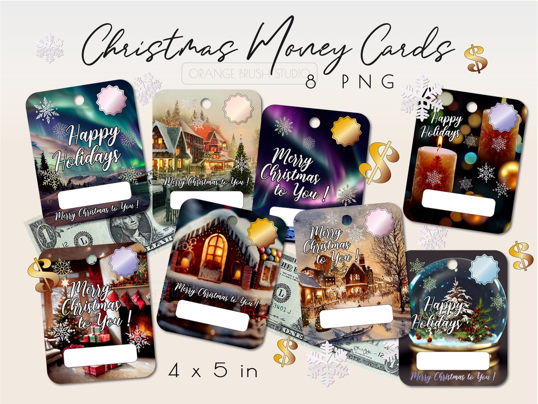 Christmas Money Card Bundle, Printable Money Card Holder PNG, Merry Christmas Lip Balm Card ...
