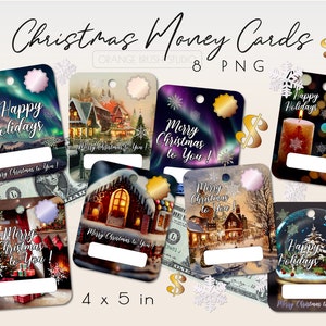 Pacchetto di biglietti di auguri di Natale, porta biglietti di auguri stampabili PNG, biglietto di auguri di Buon Natale con balsamo per le labbra, porta carte regalo - DOWNLOAD DIGITALE