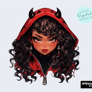 Duivel meisje PNG Halloween-sublimatieontwerp, Halloween clipart png-bestand voor T-shirts, stickers, bekers, ambachten - digitale download