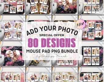 Picture Frame Mouse Pad Sublimation Bundle, Family Collage Personalized Marble Mousepad Designs, Add Your Own Photo - Digital Download