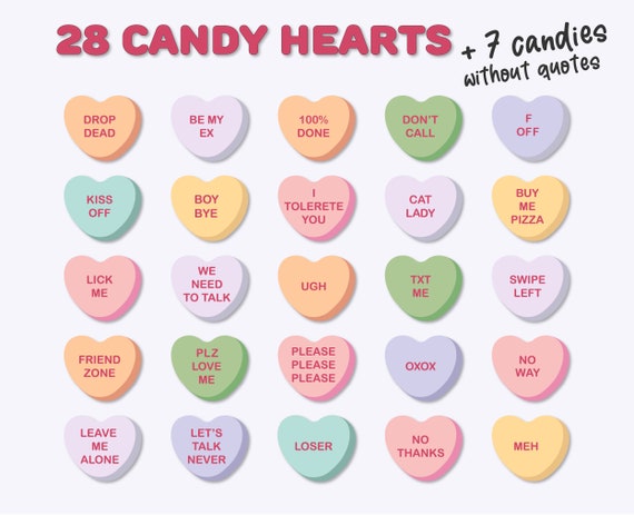 ANTI-VALENTINES Candy Heart Charms Set 1 - Pack of 10