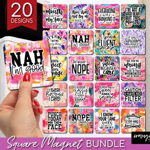 Sarcastic Quotes Magnet Sublimation Bundle. Funny Fridge Magnet Designs for Kitchen Crafts, Brush Stroke Magnet PNG - Digital Download
