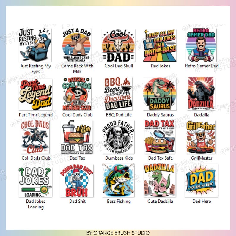 Funny Dad PNG Bundle, Father's Day Sublimation Sarcastic Designs For Men, Cool Dad Jokes Skeleton Daddy Saurus 20 PNG - Digital Download