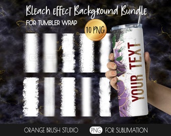 Tumbler Bleach Effect White Backgrounds PNG Bundle. Strips for Skinny Tumbler Wrap, Add a Name or Text. Backsplash Overlay -Digital Download