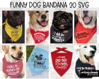 Paquete SVG de pañuelos divertidos para perros para Cricut y Silhouette. Trajes para perros hechos a mano, mamá perruna SVG PNG, diseños divertidos de camisetas para manualidades: descarga instantánea