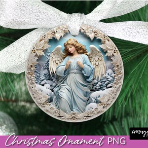 Angel Christmas Ornament Design, 3D Sublimation File. 3D Round Ornament, Christmas Sublimation, Christmas Angel PNG - Instant Download