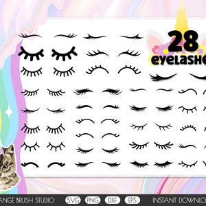 Unicorn wimpers SVG bundel gesloten ogen clipart. Lash Artist Logo SVG, Unicorn Face Make-up. Wimpers DIY decor SVG: direct downloaden