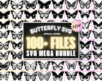 Paquete SVG de mariposa, imágenes prediseñadas de mariposa PNG para Cricut, artesanías de papel. Archivos de corte de silueta de mariposas para manualidades de verano - Descarga digital