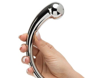 Wand Massager, Steel Dildo - PS Original Double Ended Curve. Pure Stainless Steel. G Spot Prostate Orgasm